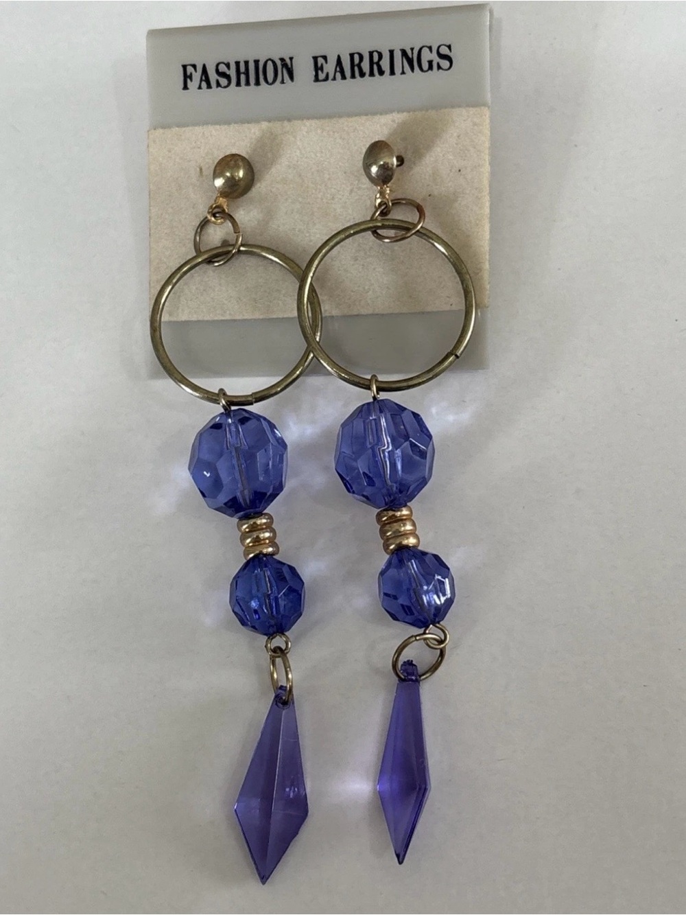 Gold Hoop Earrings with Purple Faceted Beads